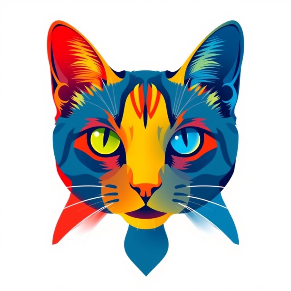 Vibrant Pop Art Cat in Triadic Colors