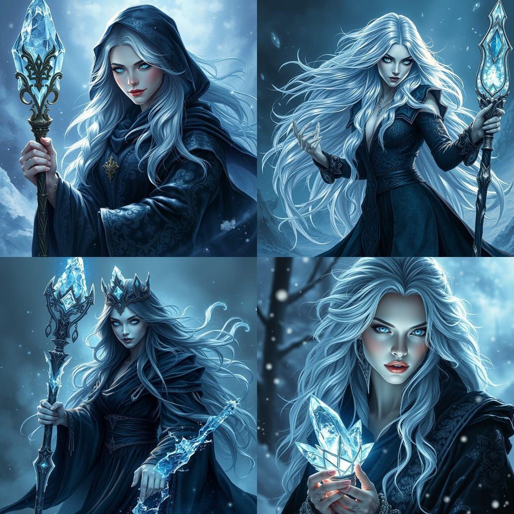 Regal Sorceress Weaves Frosty Magic