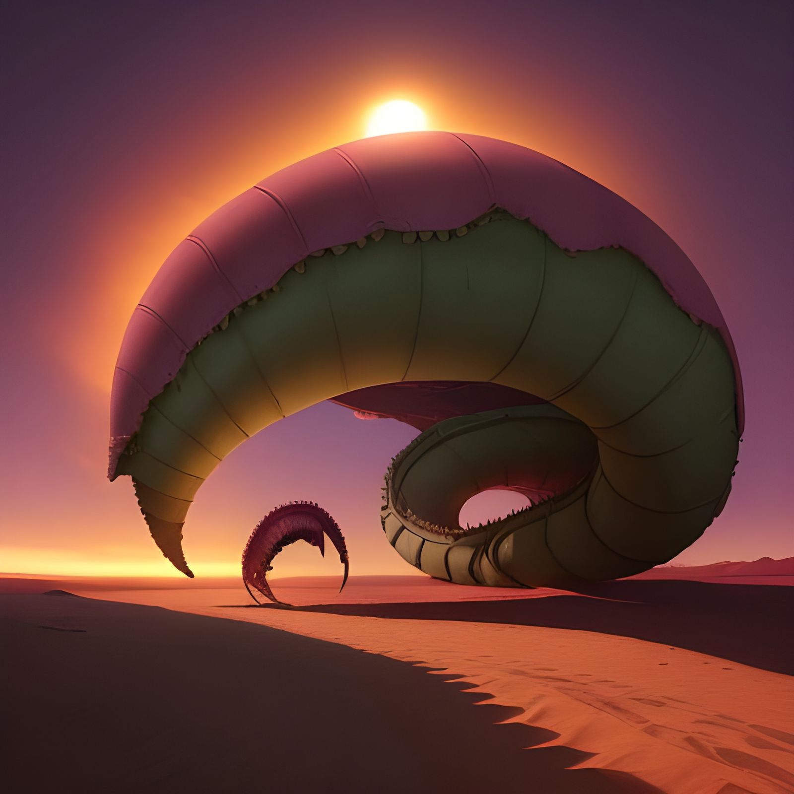 Giant Sandworm Emerges on Alien Planet