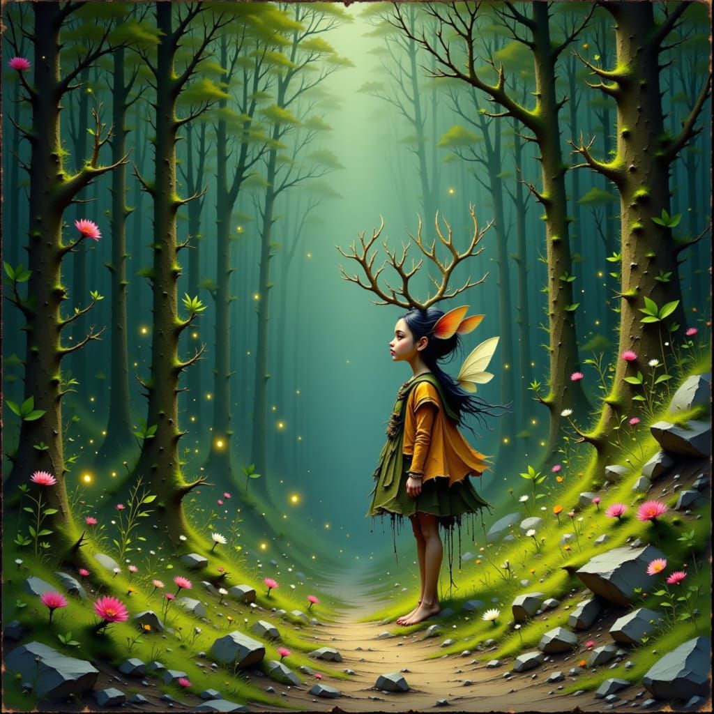 Iroquois Fairy in Mystical Forest, in Organic Fantasy Style