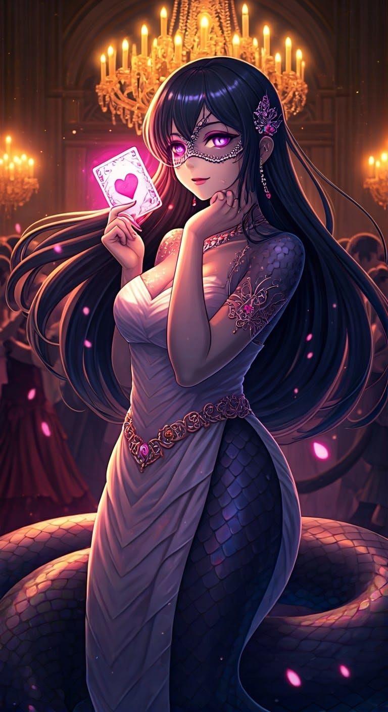 Majestic Anime Snake Girl in Aristocrat Gown