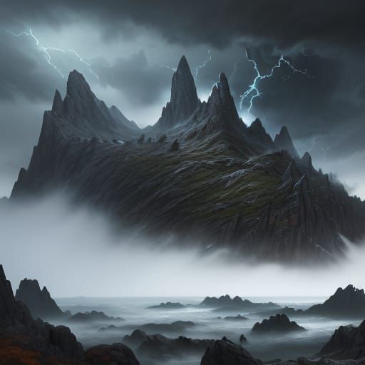 Dramatic Storm Over Jagged Mountains