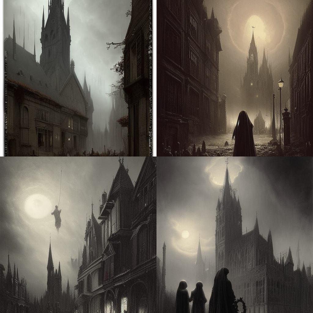Terrifying Gothic Village in Horror Style