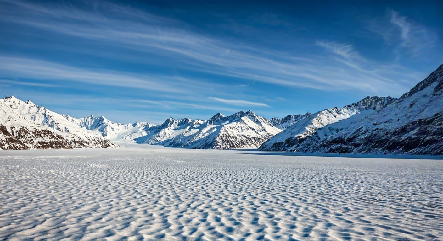 Serene El Brujo Glacier Landscape in Photorealistic Style