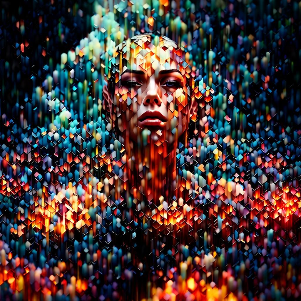 Blonde Woman in Jewel Sea: Graffiti Art Portrait