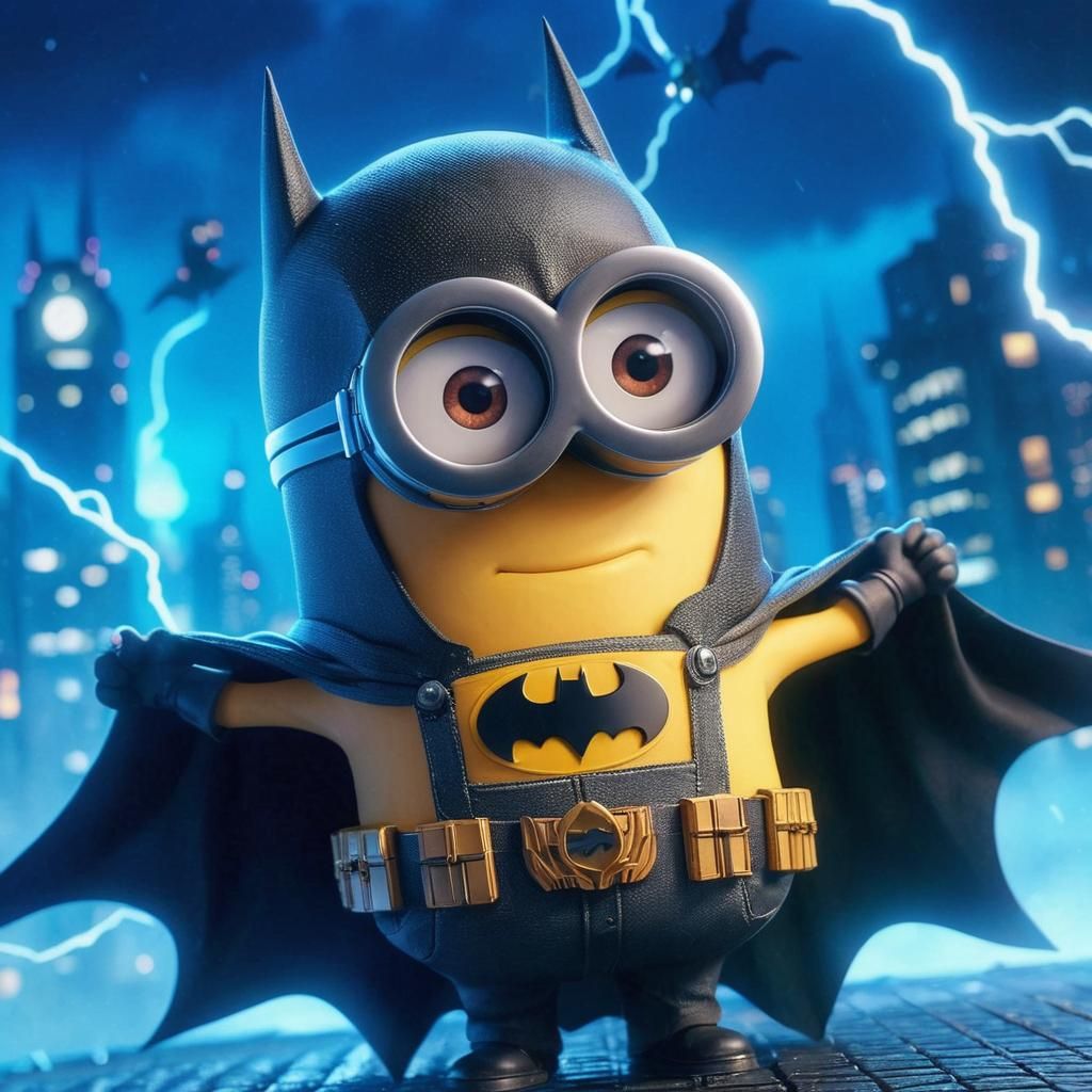 Minion Impersonating Batman in 3D Anime Style