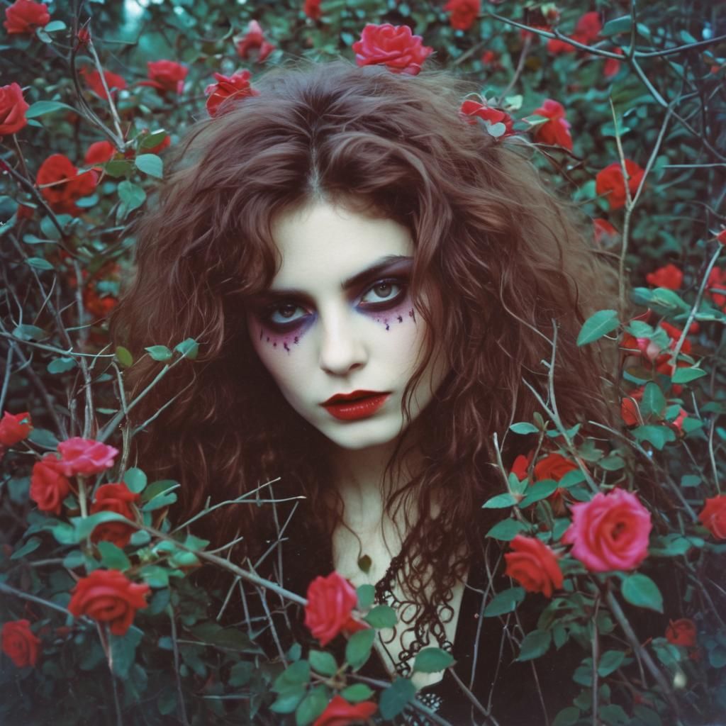 Surreal Polaroid Portrait of a Goth Vampire