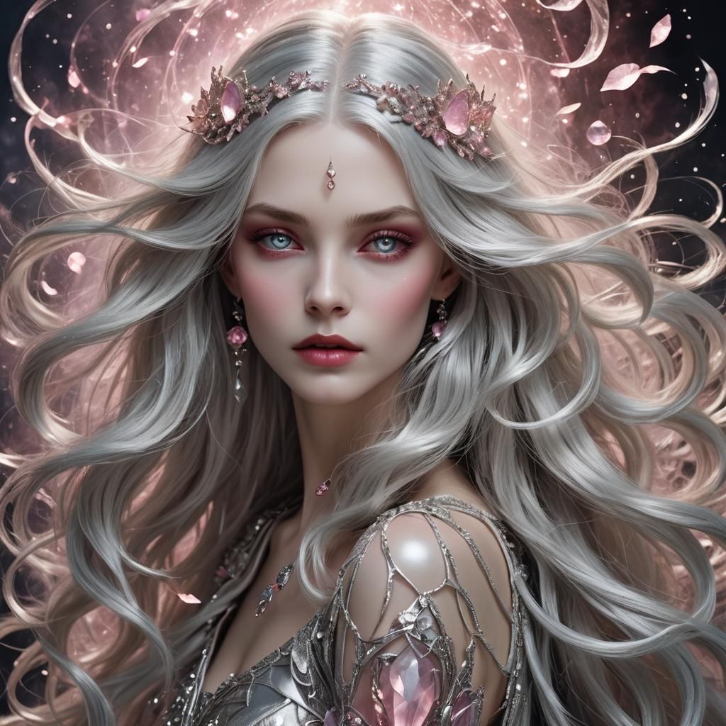 Enchanting Sorceress Portrait with Silver Hair