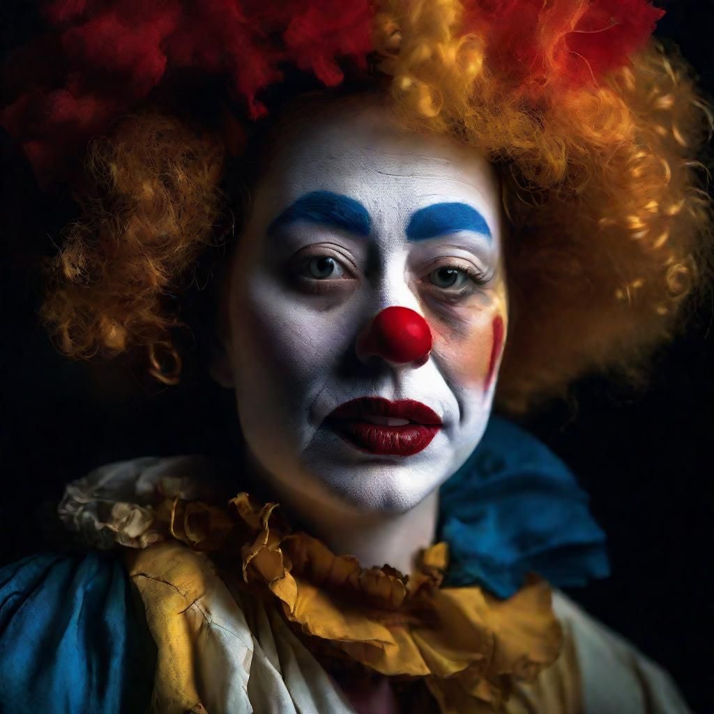 Sad Clown Portrait in Style of Old Masters