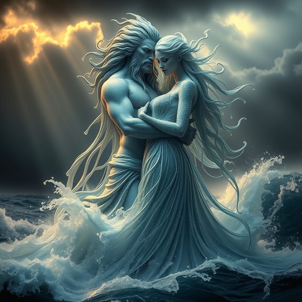 Ethereal Sea Deities in Dramatic Storm