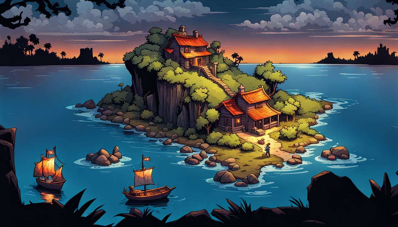 Tenebrous Monkey Island Map with Duck Head Cliff