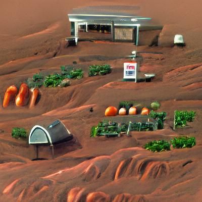 Futuristic Farm Stand on Mars