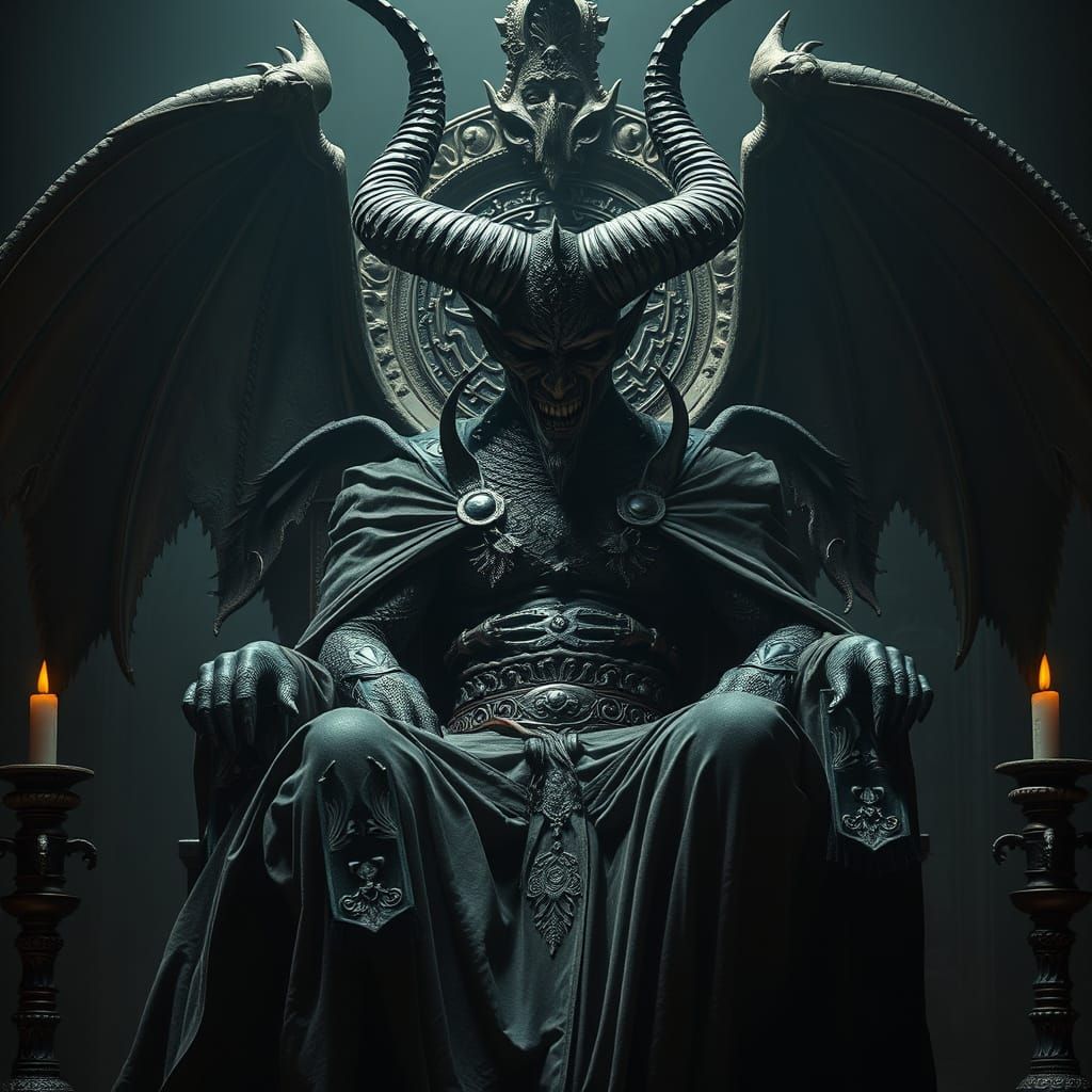 Regal, Horned Figure in Mystical, Baroque Style