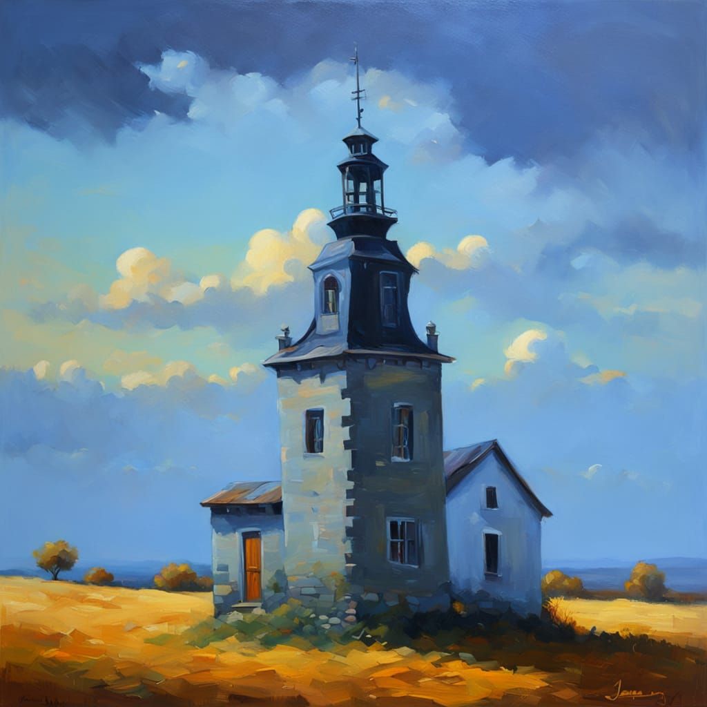 Majestic Dutch Masterpiece: A Serene Tower in the Countrysid...