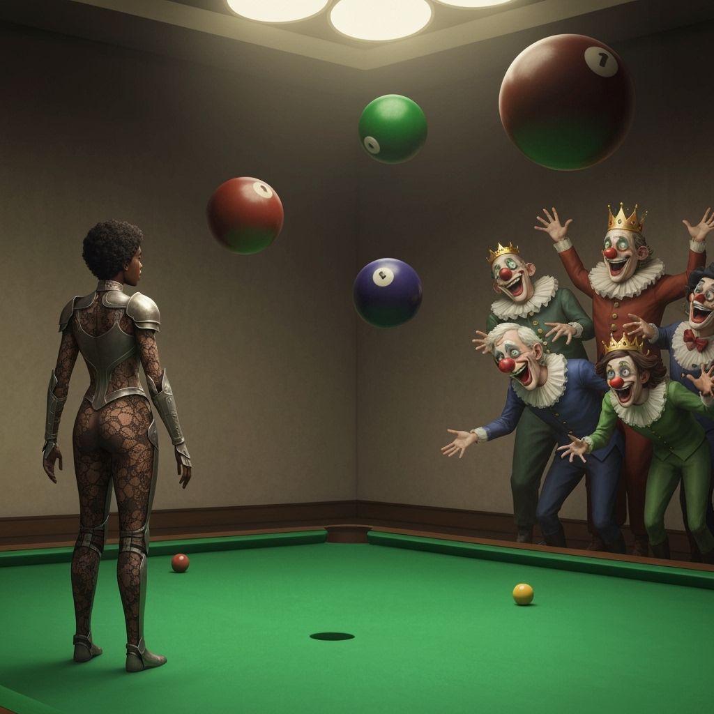 Ornate Warrior in a Surreal Game Room