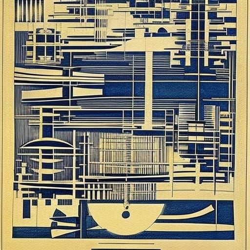 Futuristic Blueprints in Suprematist Style