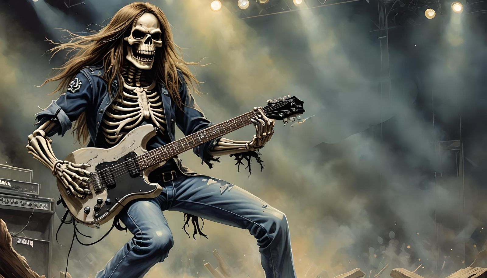 Eddie of Iron Maiden Illustration in Heavy Metal Style
