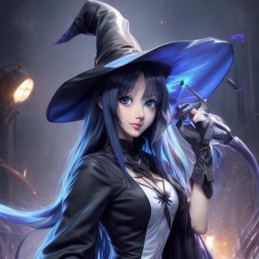 Anime Girl with Black Hair and Blue Eyes in 3D