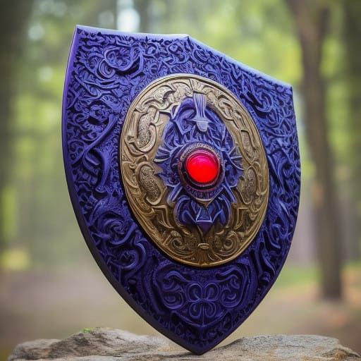 Ethereal Iridescent Shield Radiates Ancient Wisdom