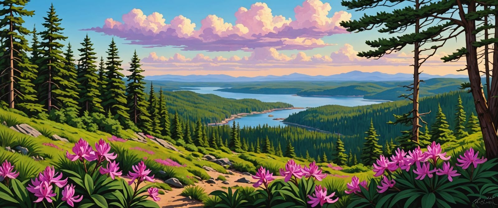 Majestic Oil Painting of Acadia National Park