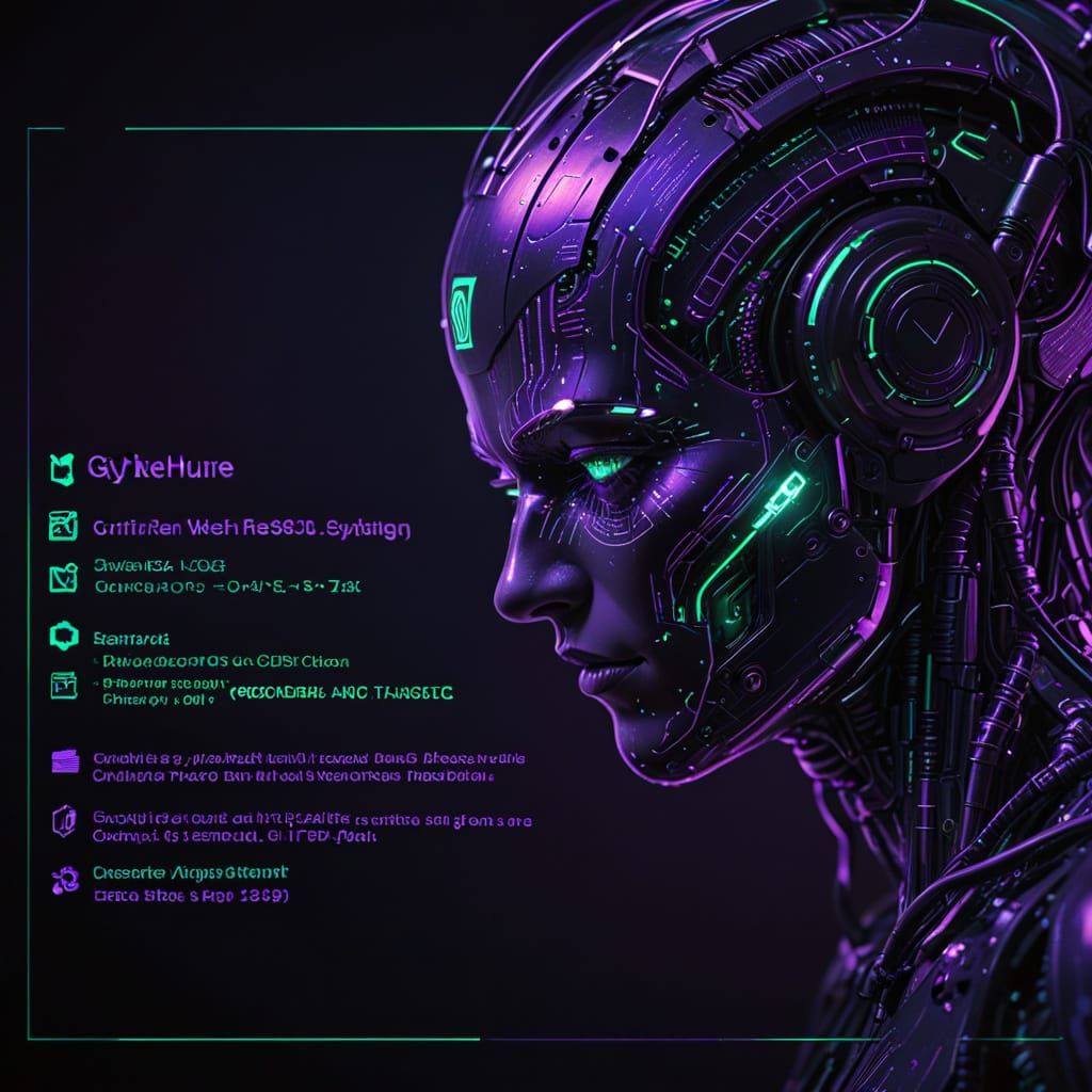 Cyberpunk Androids Coding on Neon Circuit Board