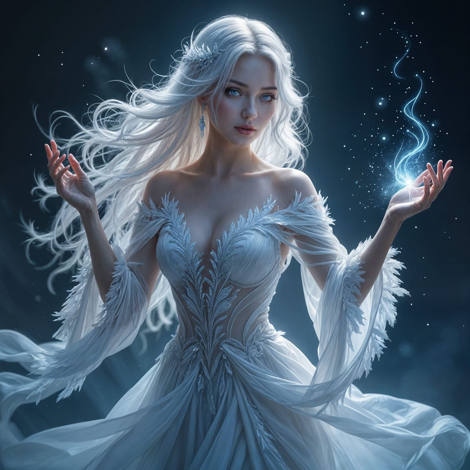 Ethereal Woman Dancing with Glowing Skin in Fantasy Art