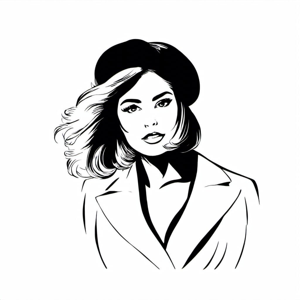 Noir Comic: Beautiful Woman with Black Hair