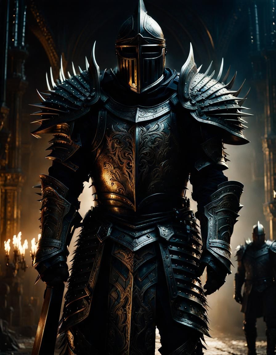 Chaos Knight in Intricate Armor, Dark Fantasy Style