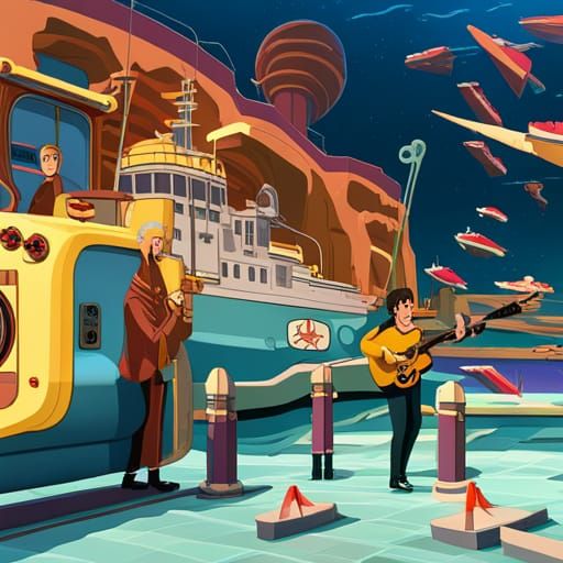 Yellow Submarine in Futurama: Detailed Digital Matte Paintin...