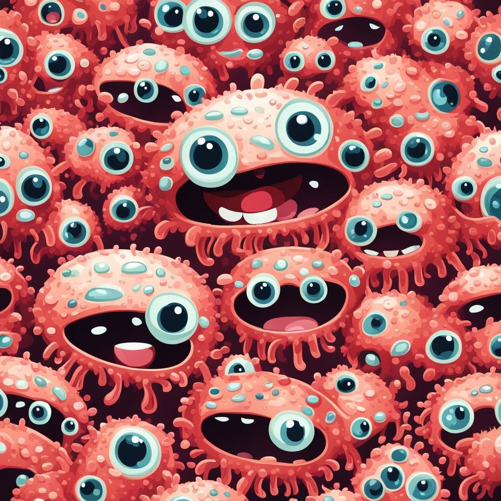 Cute Bacteria and Virus Smiling