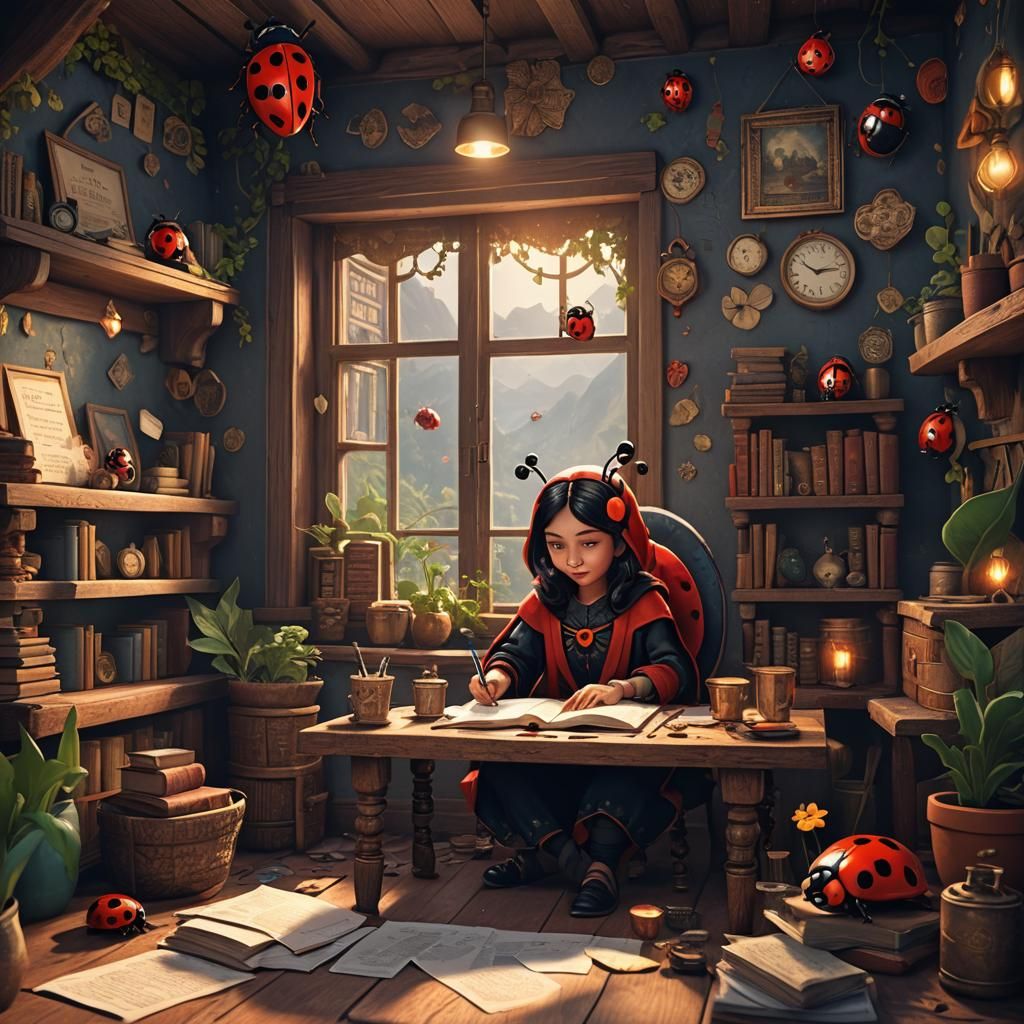 Grandfather and Ladybug Writing Stories in Nepal