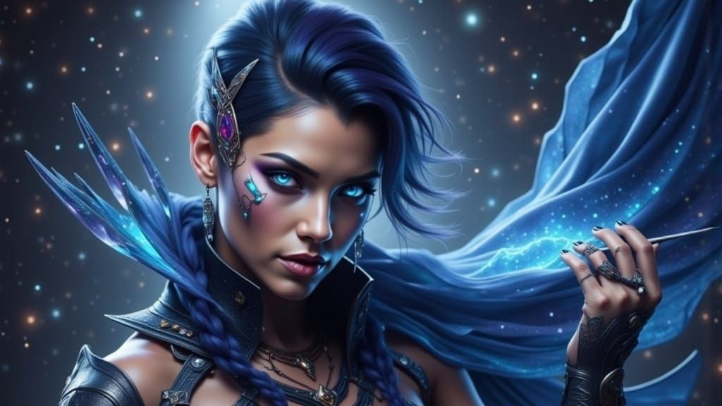 Ethereal Duo in Lyrion Nebula's Vibrant Vortex