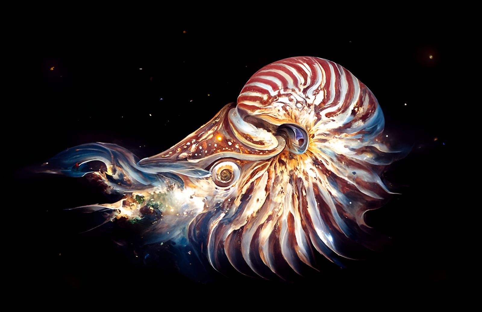 Nautilus Spaceship Soaring Through the Cosmos