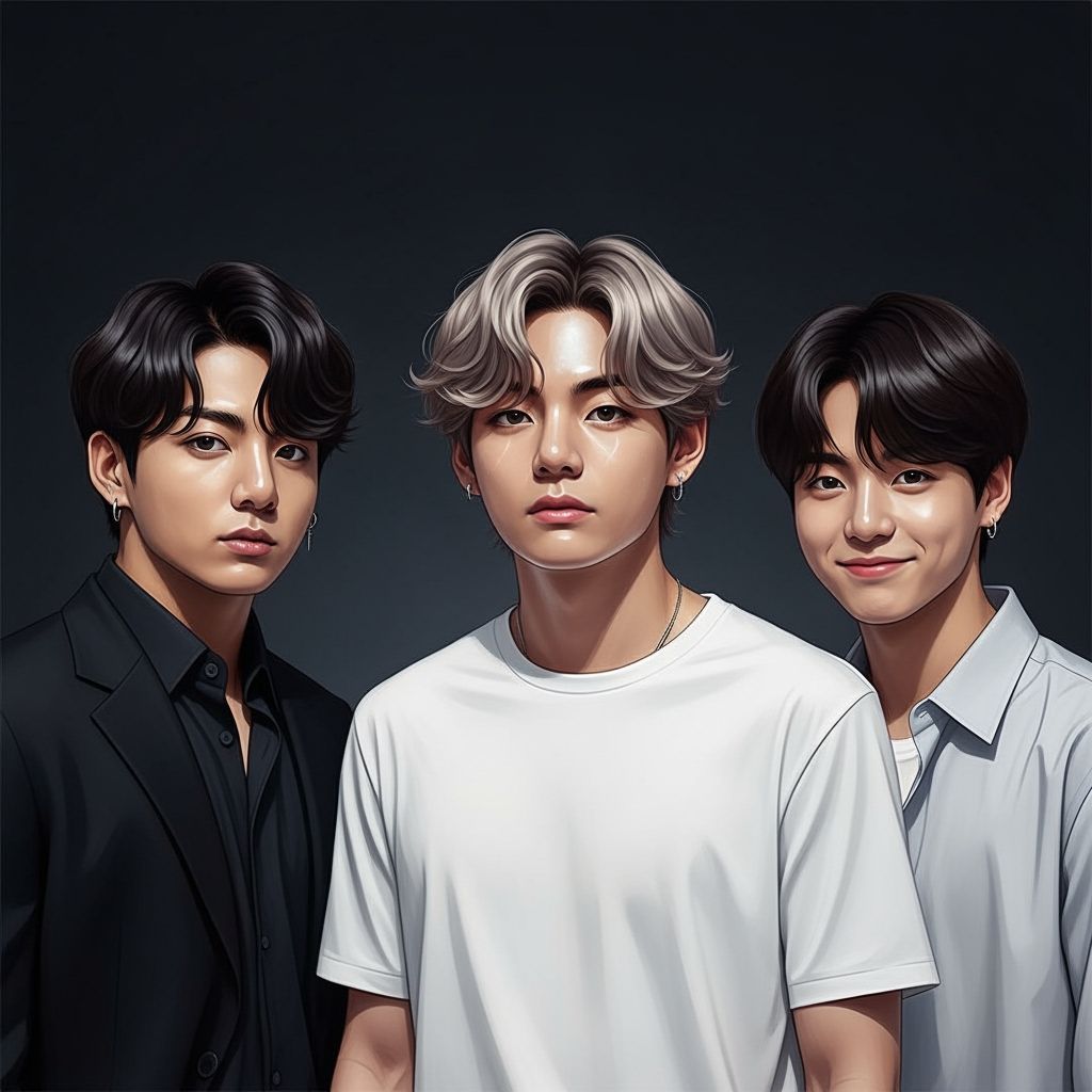 Three K-Pop Idols in Cinematic Lighting