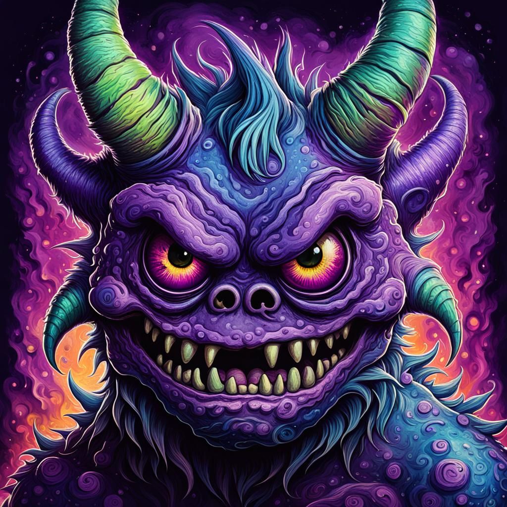 One-Eyed Purple People Eater in Aurora Punk Style