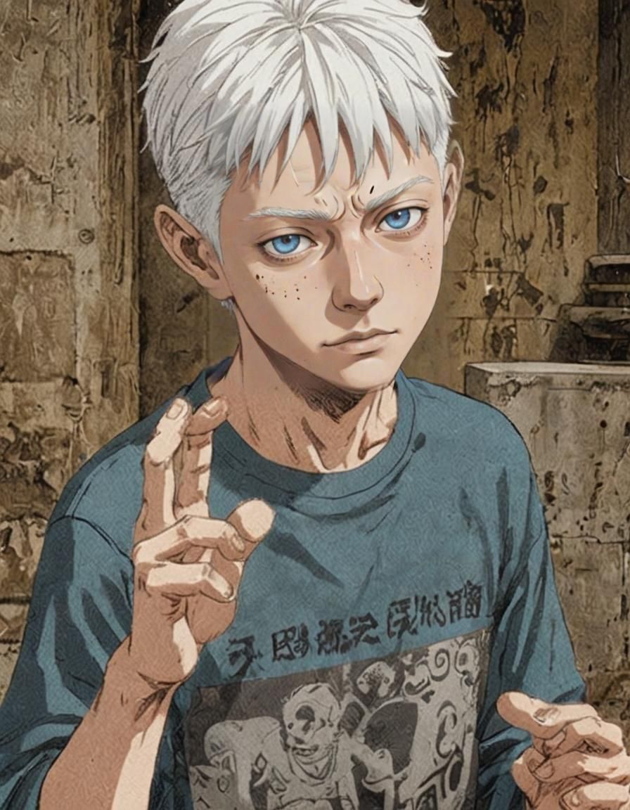 Young Satoru Gojo Digital Illustration in Anime Style