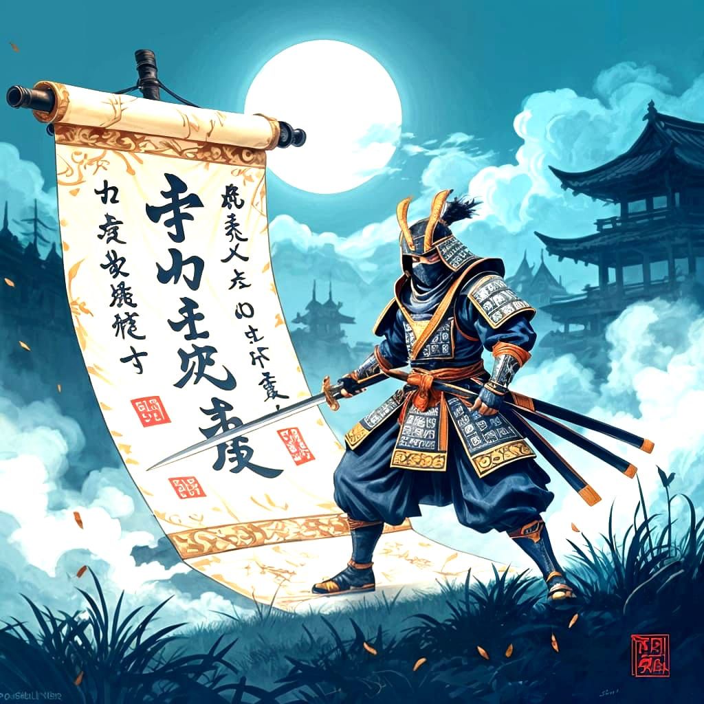 On the scroll Ninja XL fighting