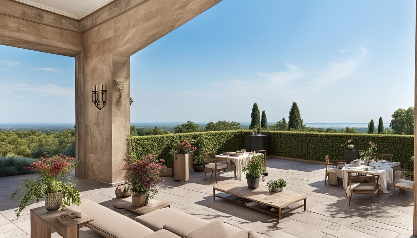 High-Ceilinged Room with French Doors