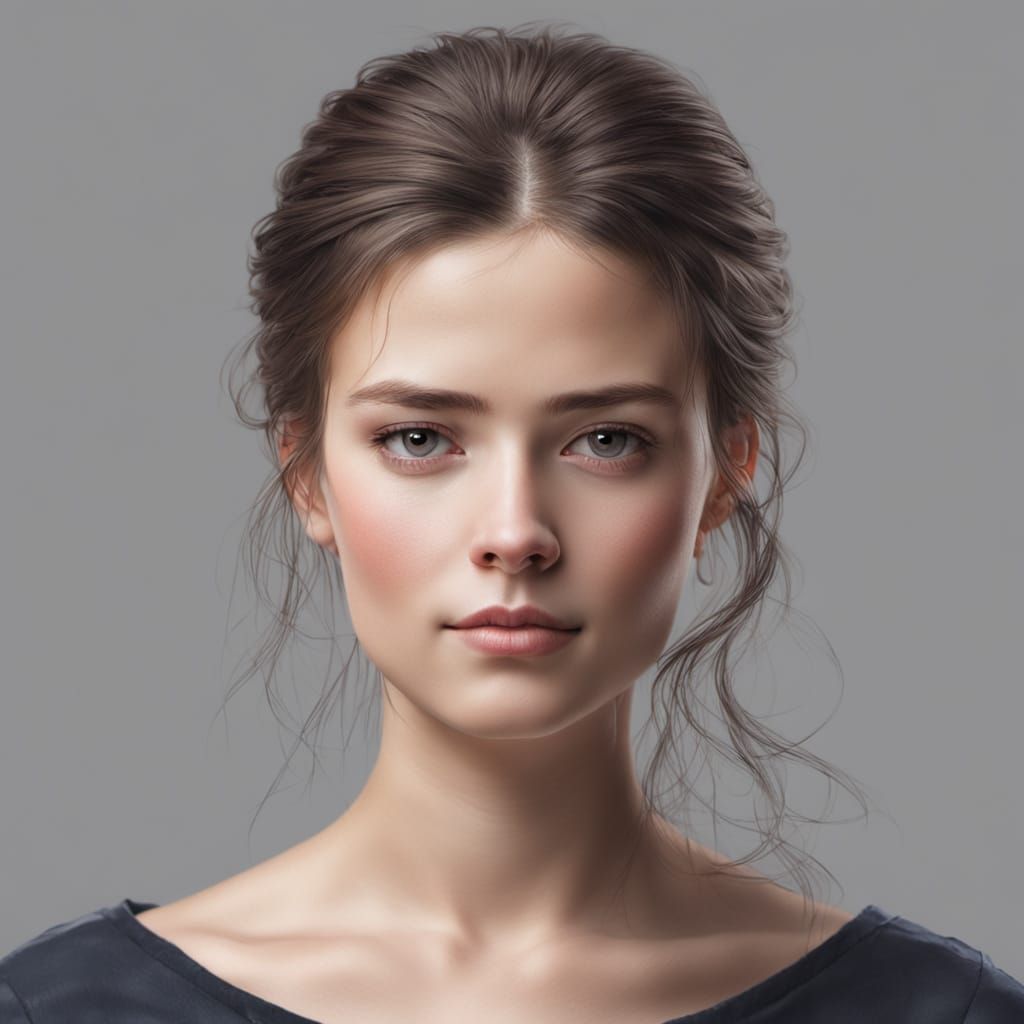 A female portrait hair standing on end