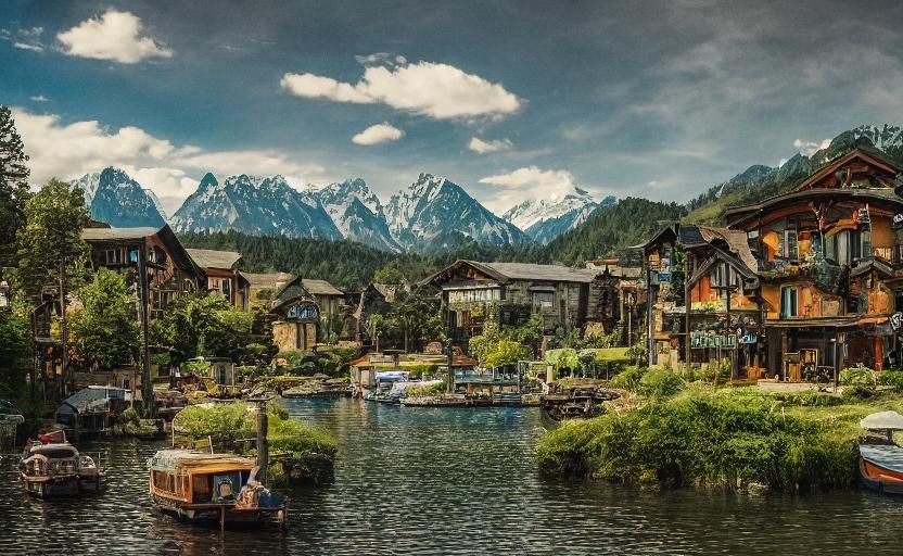 D&D Waterside Village in Cinematic Style