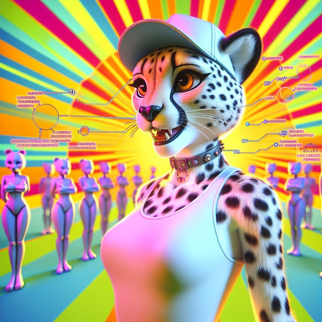 Anthropomorphic Cheetah Girl in 3D Digital Art