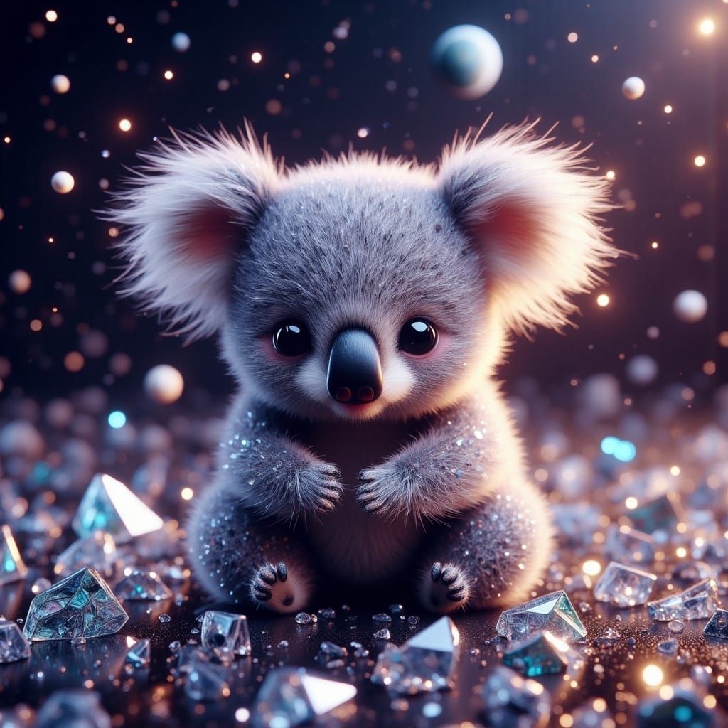 Whimsical Koala Amidst Cosmic Shards