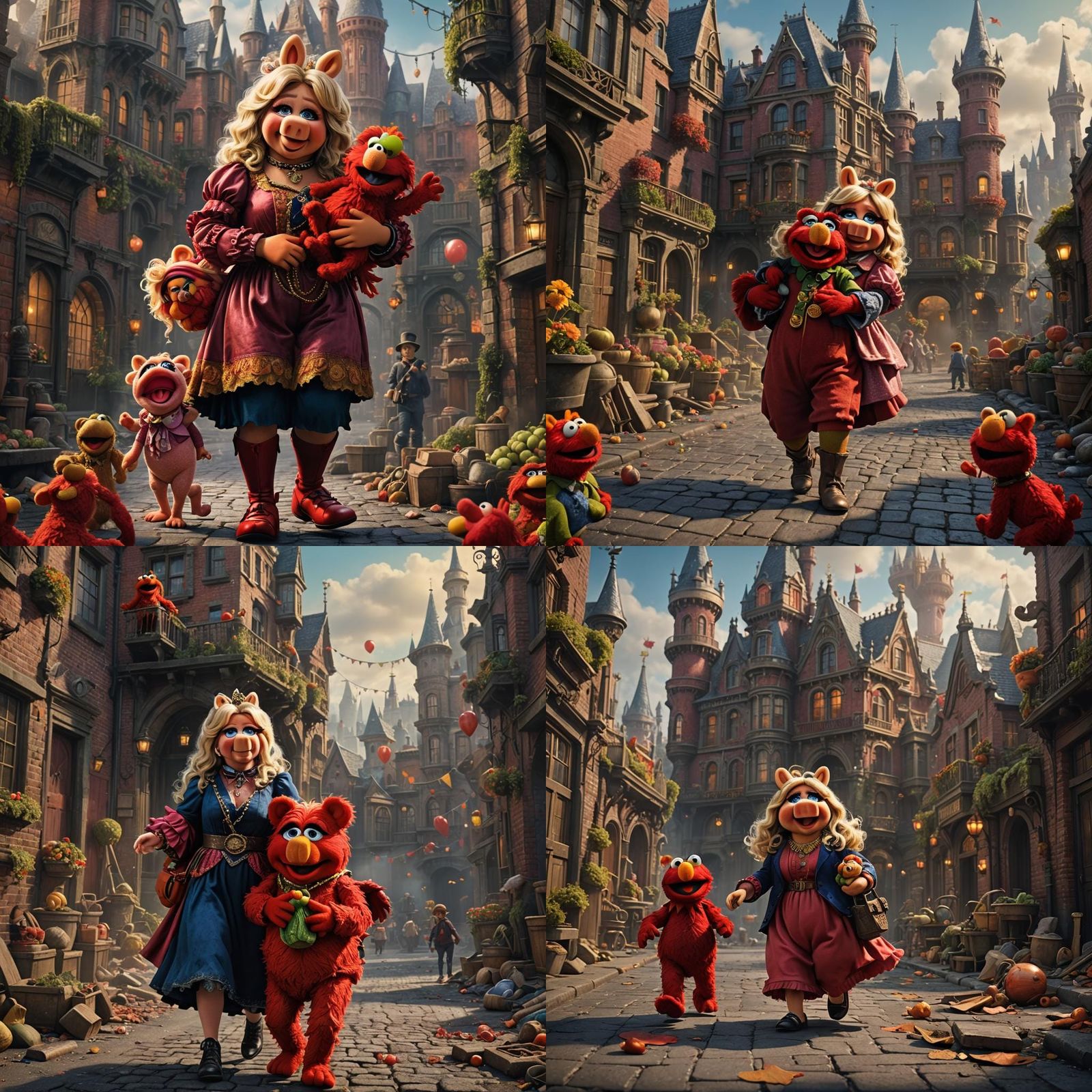 Miss Piggy Carries Elmo's Child: Fantasy Concept Art
