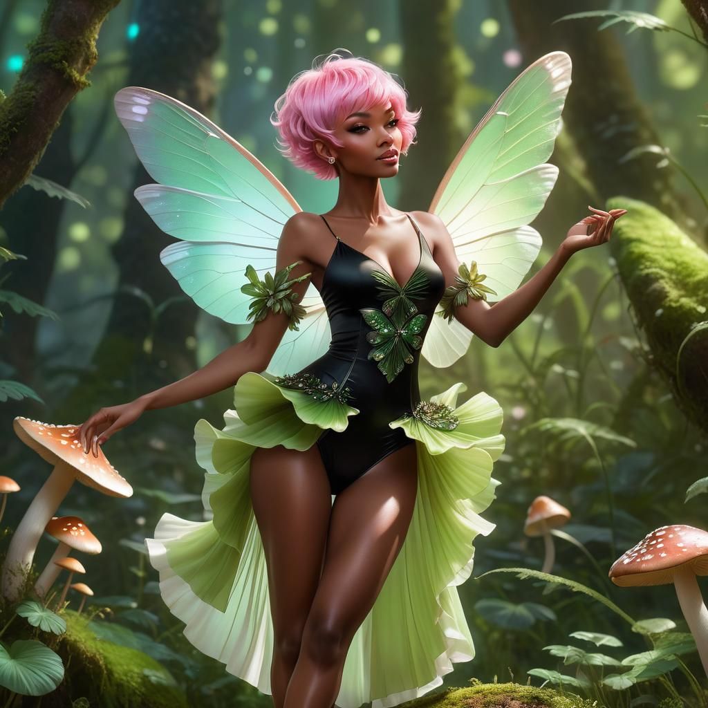 Dancing Fairy with Pink Pixie Cut: Concept Art