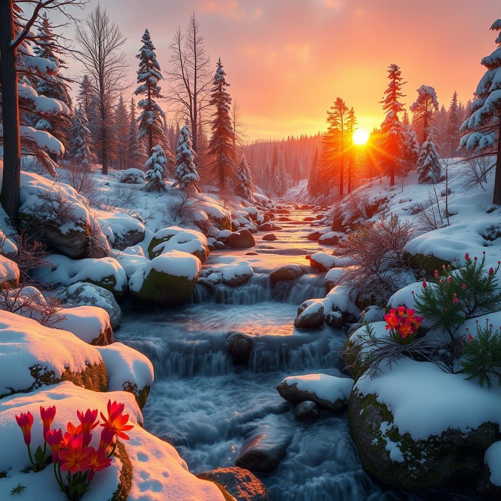 Yellowstone Woodland Scene in Hyperrealistic Morning Light