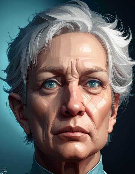 Blue to Gray Portrait, Hyperdetailed Concept Art