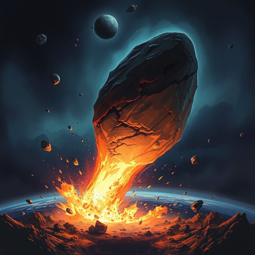 Fiery Meteor Impact Illustration