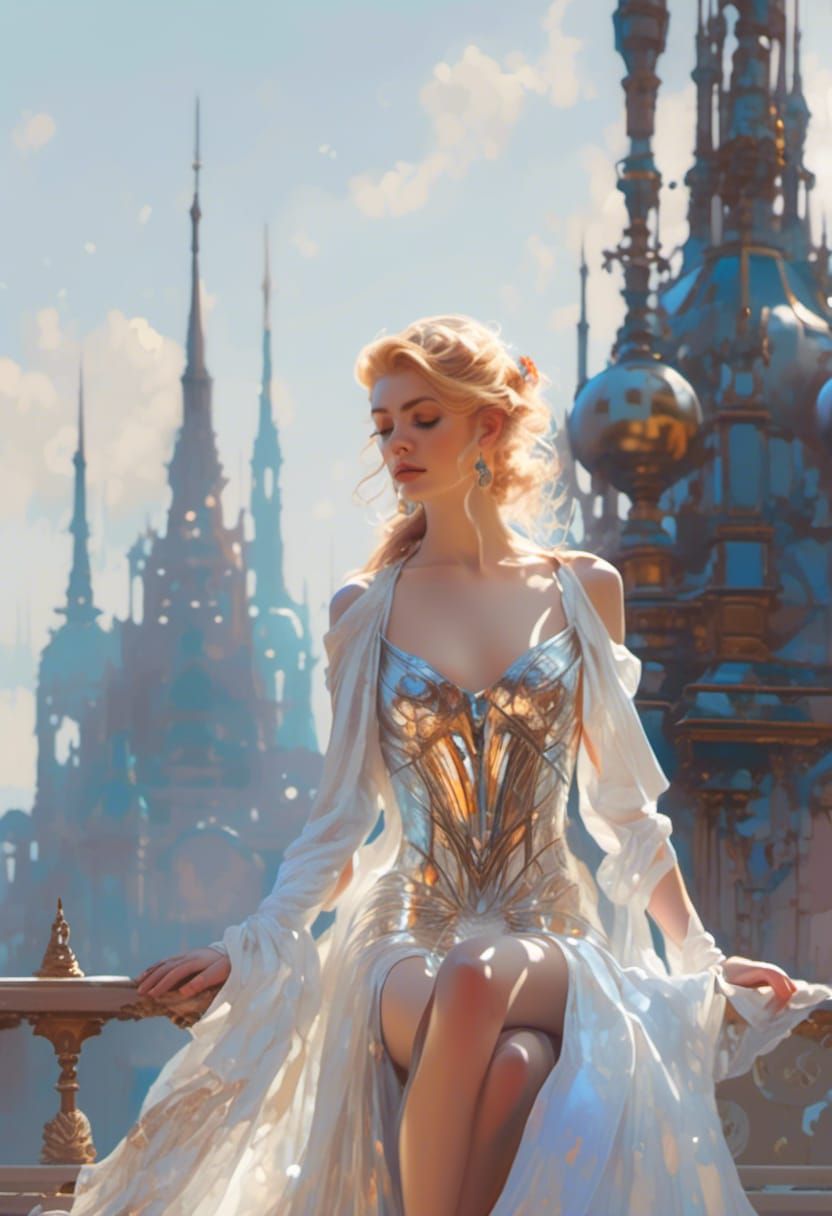 Sci-Fi Blonde Woman with Holographic Goggles