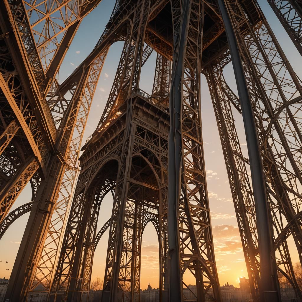 Eiffel Tower Sunset in Vibrant 3D Game Style