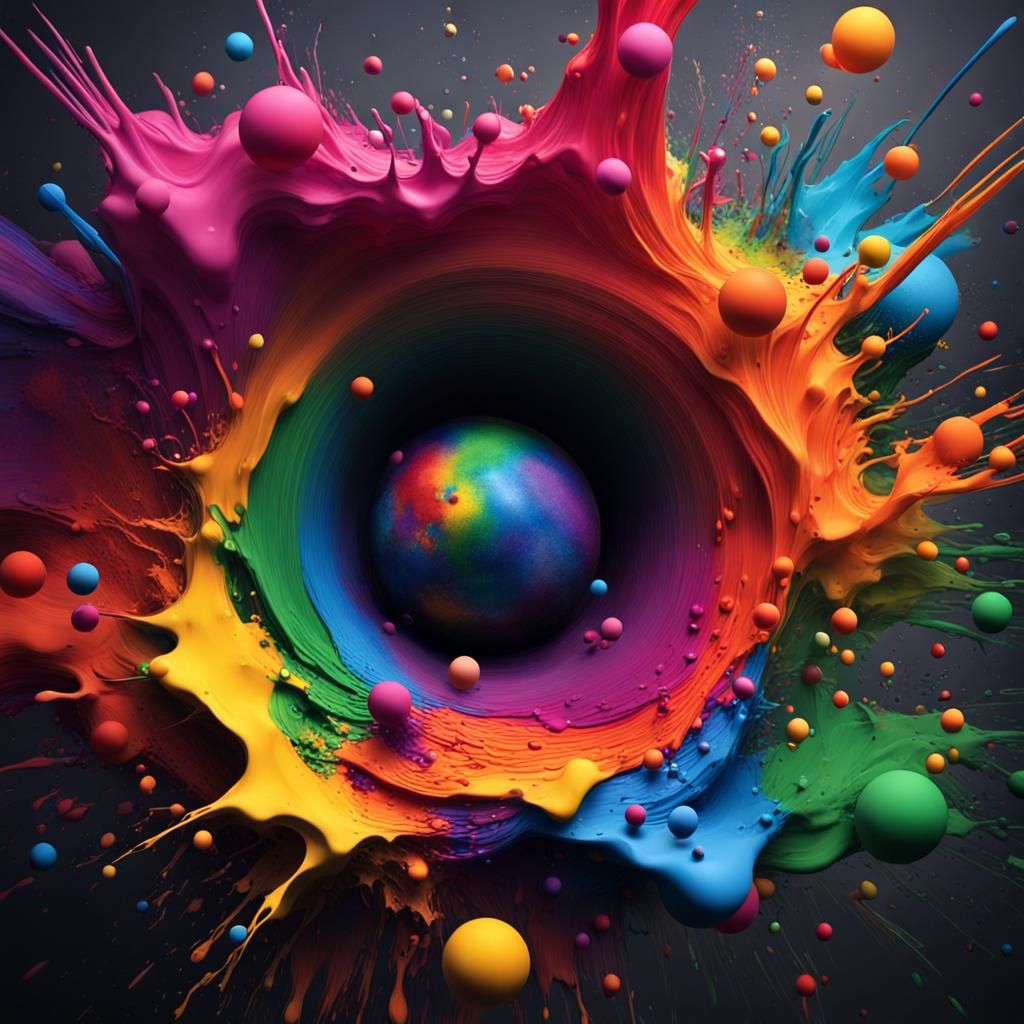 Colorful Paint Explosion from High Velocity Impact
